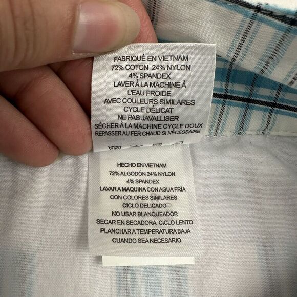 Ashworth White Blue Plaid Bermuda Shorts Size 6 Flat Front Cotton Blend Stretch - Picture 6 of 8